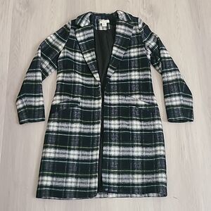 Rachel Zoe Fleece Green Open Front Cardigan Coat Shrug Medium